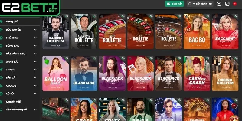 Tham gia Casino sau khi truy cập link vào E2BET