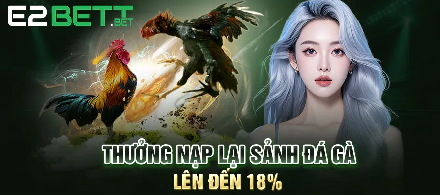 Thưởng nạp lại sảnh đá gà lên đến 18%