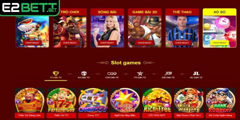 Sản phẩm game tại nhà cái E2BET đa dạng, hấp dẫn